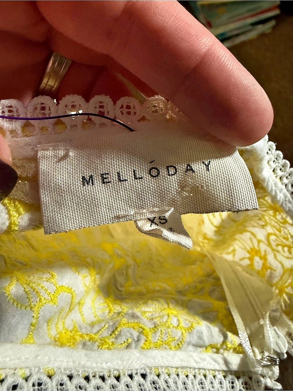 MELLODAY Floral Yellow & White One Shoulder Midi Dress